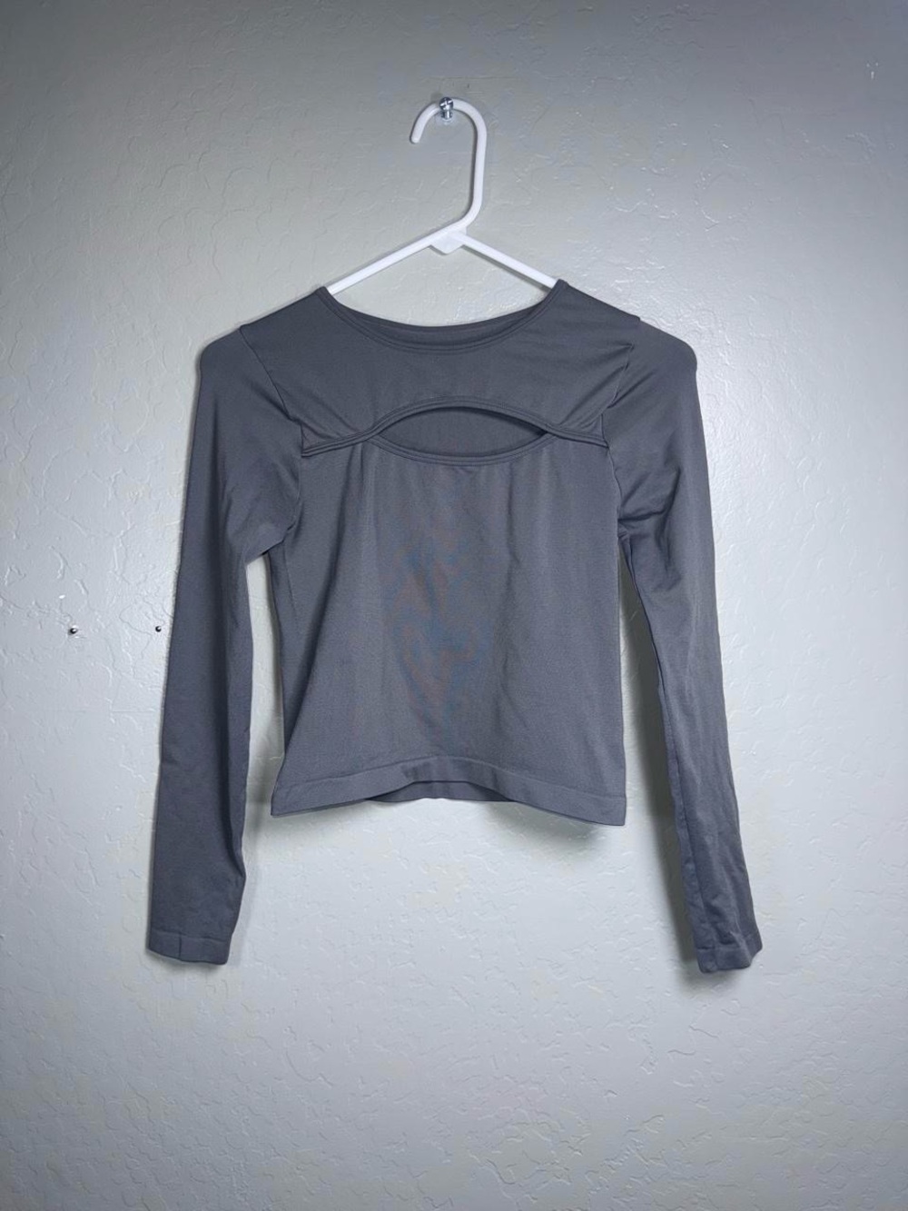 Boom Boom Jeans Gray Long Sleeve Cutout Crop Top Size M